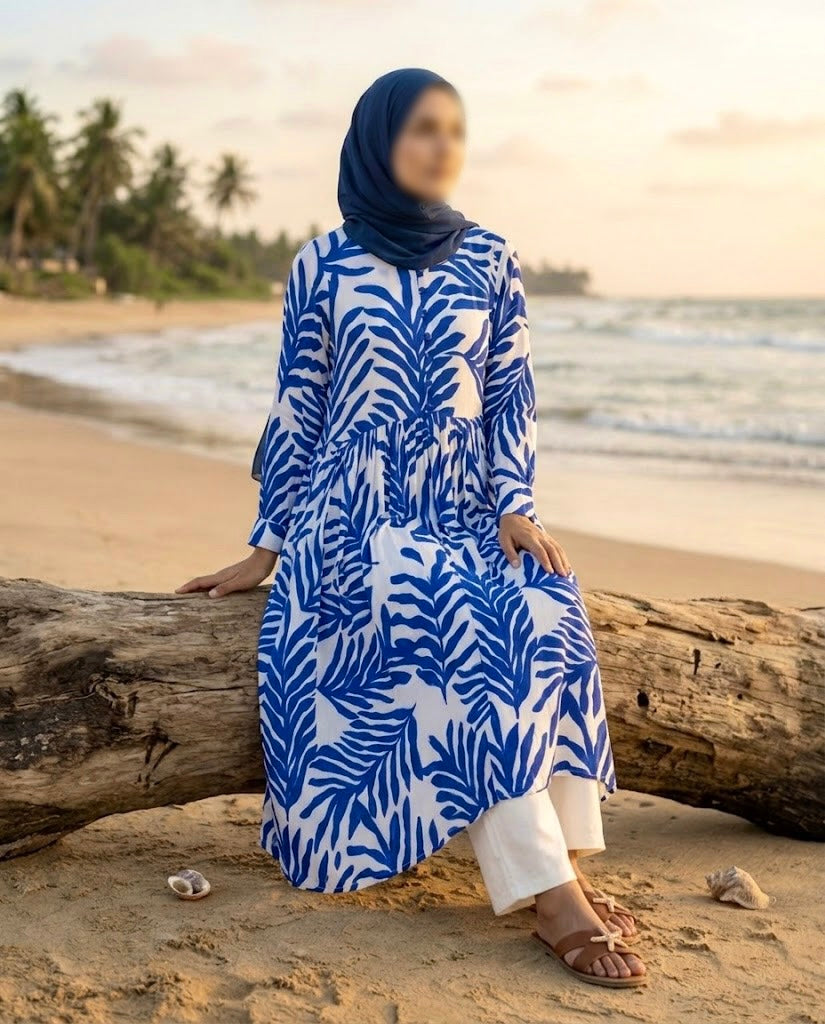 BLUE PALM FROCK