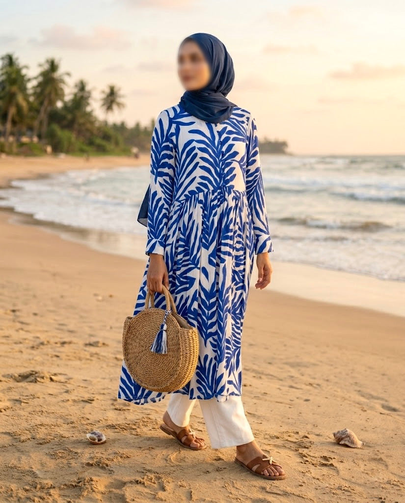 BLUE PALM FROCK
