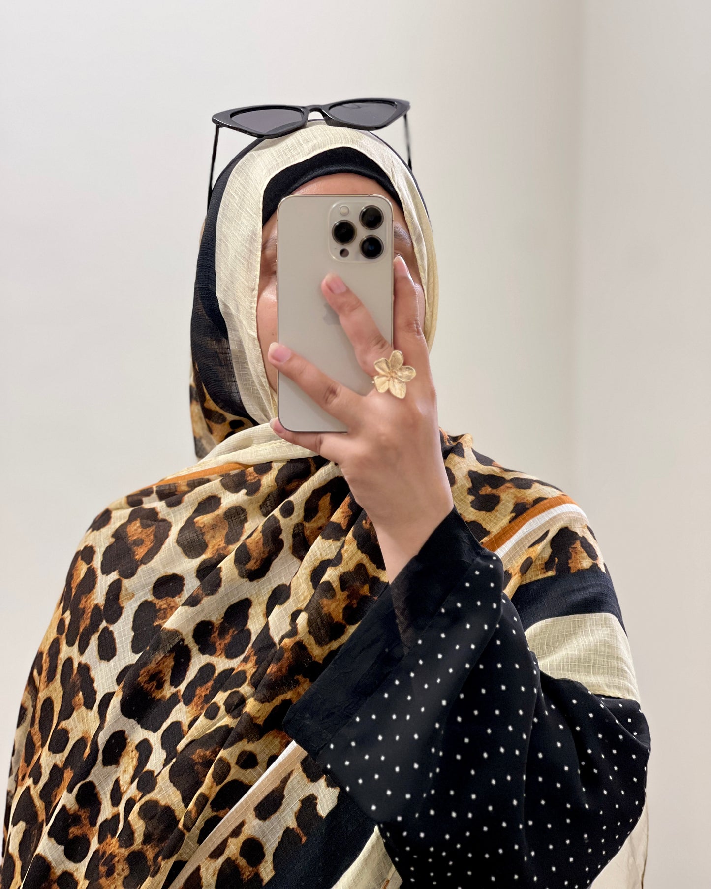 Leopard Print Arabic Lawn Hijab - BUTTER YELLOW