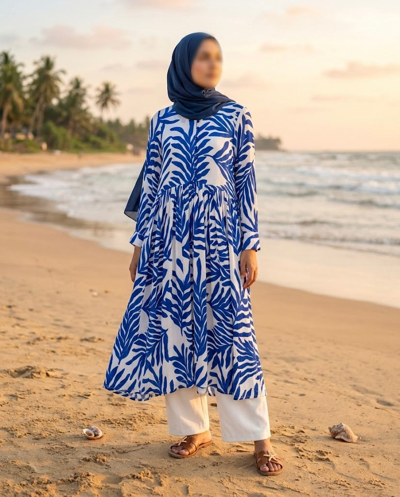 BLUE PALM FROCK