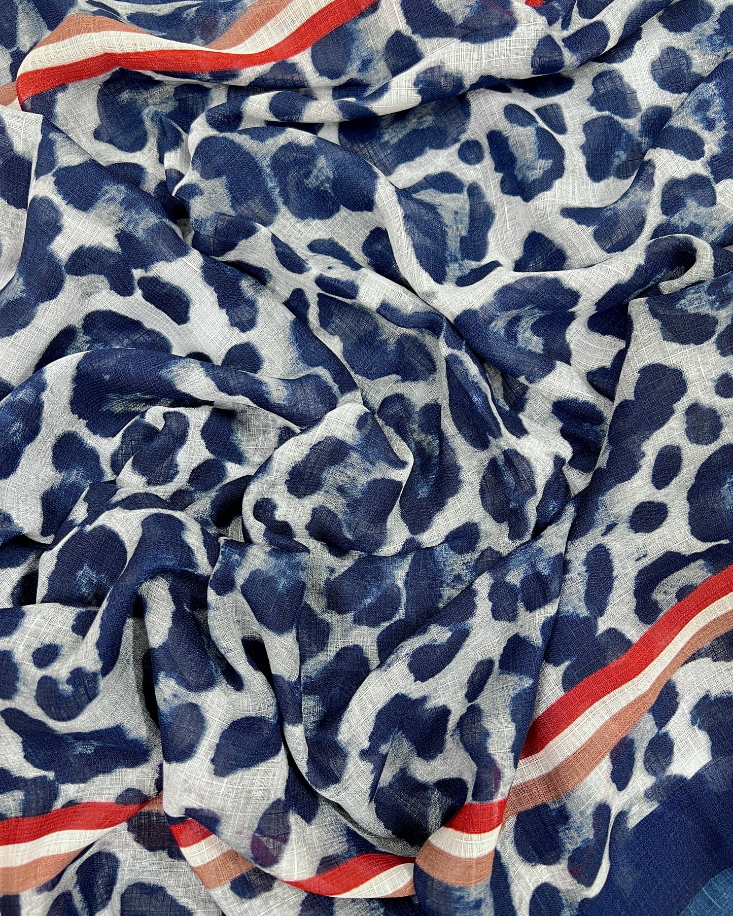 Leopard Print Arabic Lawn Hijab - BLUE