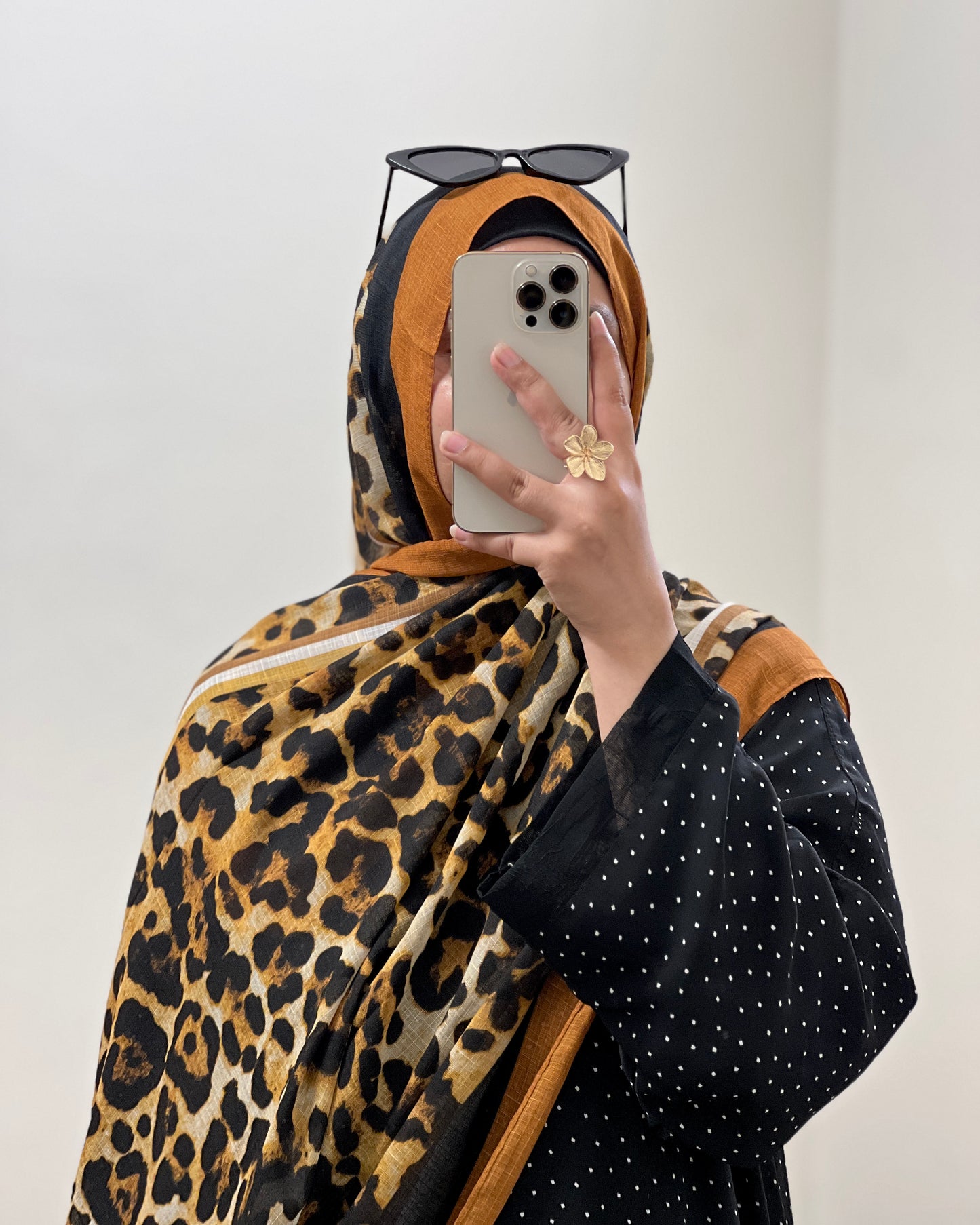 Leopard Print Arabic Lawn Hijab - RUST ORANGE