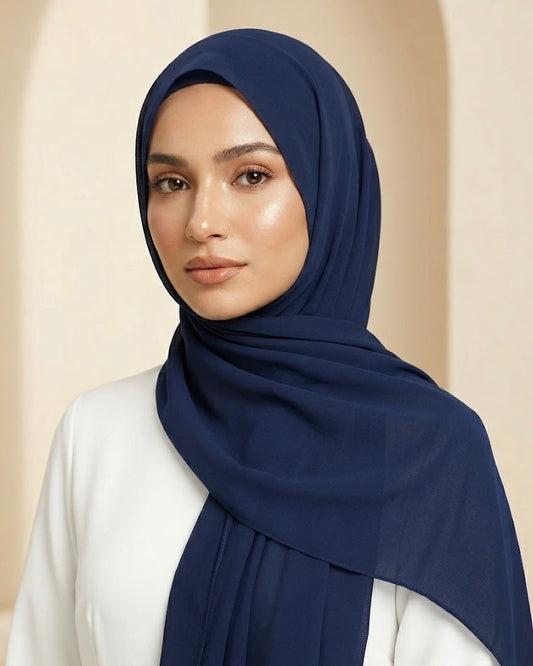 Matching Hijab and Cap - NAVY BLUE
