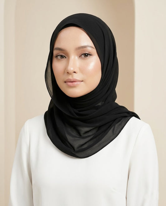 Matching Hijab and Cap - BLACK