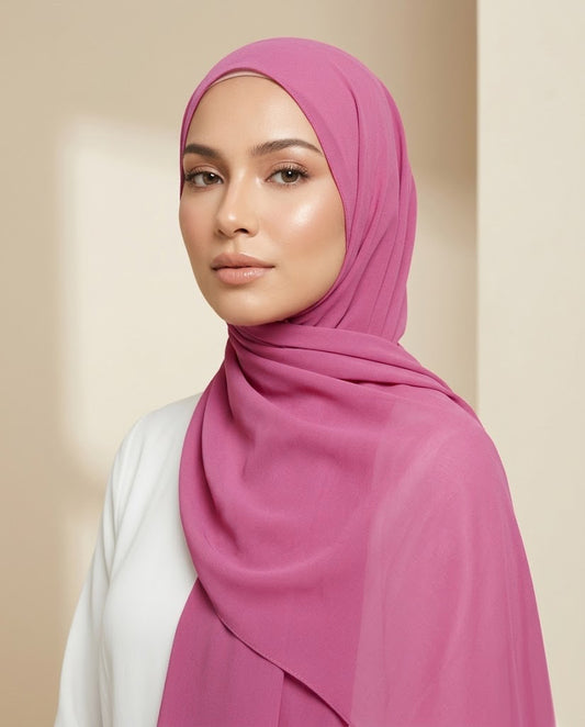 Matching Hijab and Cap - DEEP BLUSH PINK